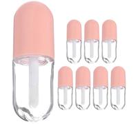 Toyvian 8Pcs 5Ml Pink Mini Lip Gloss Tubes with Wand Refillable Lip Oil Bottles Travel Balm Sample Containers