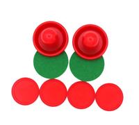 Toyvian 8pcs Air Hockey Pushers and Pucks Red Replacement Kit with Felt Sliders Ergonomic Design for Game Tables Competitive Play Accessories
