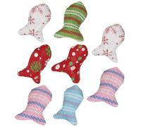 Toyvian 8pcs Christmas Cat Fish Canvas PET Teaser for Indoor Cats | Vivid Realistic Fish Shape, 5G Lightweight Design, for Chewing Grabbing and Self Play at Home Random Color