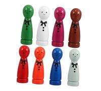 Toyvian 8pcs Colorful Printed Wooden Peg Dolls with Bow Designs Educational Miniature Craft Kit for Enhances Creativity and Emotional Development for Home School Therapy Use