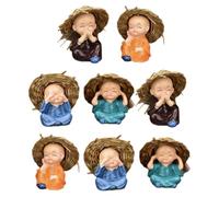 Toyvian 8pcs Cute Cartoon Resin Little Monk Car Dashboard Decoration Compact and Easy to Use Car Air Freshener Ornament and Living Room Decor