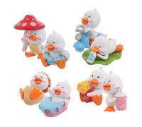 Toyvian 8pcs Duck Cake Topper: Mini Ducks - Car Dashboard Decorations - Funny Desktop Statues For Microlandscape Aquarium Potted Plants