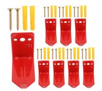 Toyvian 8pcs Fire Extinguisher Wall Mount Bracket for 20lb Extinguisher with L-shaped Hook and Slanted Holes, Red Iron Construction, Space-saving and Deformation-free Design, Includes Wall