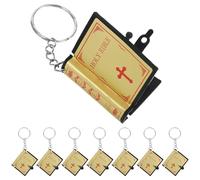 Toyvian 8pcs Mini Bible Keychains Religious Jesus Pendant Key Ring Set Gold Baptism Souvenirs Church Communion Favors