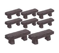 Toyvian 8pcs Mini Dollhouse Bench Set for Mini Succulents with Lifelike Wooden Appearance and Double Seat Design Resin Benches for Living Rooms and Landscape Decoration