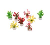 Toyvian 8pcs Mini Fake Plants - Desktop Potted Plant Decor - Simulated Greenery Bonsai Model For Doll House Office Or Holiday Party Decorative Display