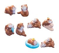 Toyvian 8pcs Miniature Animals Otters Figurines Lightweight Resin Micro Landscaping Decor Adorable Playful Style for Office Desks and Garden