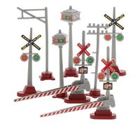 Toyvian 8pcs Miniature Railroad Traffic Light Model Set 8 Road Signs and Signal Poles for DIY Sand Table Train Landscape Accessories