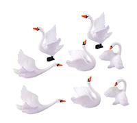 Toyvian 8pcs Miniature Swan Garden Ornaments Moss Swan Decor Statue Set for Flowerpot Desktop Outdoor Micro Landscape Animal Figurines