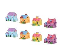 Toyvian 8pcs Miniature Village Houses Resin Set for DIY Micro Landscape Accessory Projects, Realistic and Portable Tiny Craft Houses for Living Space Decoration