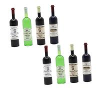 Toyvian 8Pcs Miniature Wine Bottle Model Set 1/12 Scale Dollhouse Accessories Realistic Mini Red Wine Bottles for Micro Landscape Decoration Photo Props