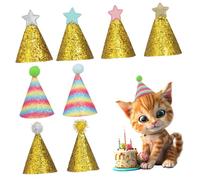 Toyvian 8Pcs Pet Birthday Hats for Dogs and Cats Elastic Party Headwear with Festive Glitter Finish Comfortable Hats for Pet Accessories for Celebrations