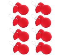Toyvian 8pcs Red Clown Nose Costume Accessory Made of Latex with Elastic Rope, Featuring High Realism and Quick Changing Design, for Halloween, Parties, and Family Gatherings
