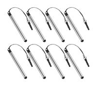 Toyvian 8pcs Retractable Mini Stylus Pen with Precision Touch and Multidevice Compatibility, Capacitive Stylus Pen for Touch Screens, Mobile Phones and Tablets, Black Metal and Plastic