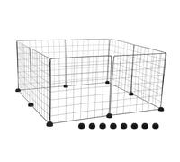 Toyvian 8pcs Small Animal Playpen Adjustable Size Iron Black for Rabbit and Ducks Easy Setup Indoor Outdoor Yard