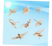 Toyvian 8Pcs Wooden Insect Puzzle DIY Educational Animal Model for Boys with Step Instructions Handmade Craft Kit for Early Learning and Interaction