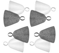 Toyvian 8pcs Wool Felt Sauna Hats for Men Women Grey White Banya Caps with High Absorbency Thick Steam Accessories for Hair Protection and Quick Moisture Control