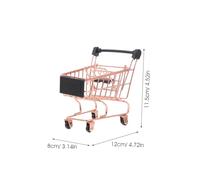 Toyvian 9 pcs Miniature Shopping Carts Desk Storage Organizers with Sponge Holder for Office Makeup Accessories Portable Trolley for Desktop Decor
