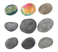 Toyvian 9pcs Flat Painting Stones for Garden Decoration Natural River Rocks for Craft Projects Smooth and Flat Pebbles for Outdoor Landscaping Art Supplies