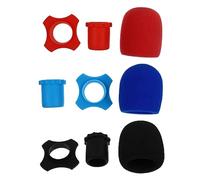 Toyvian 9pcs Microphone Protection Set Sponge Covers and Shock Mounts, Black Red Navy Multi-color Mic Accessories for Ktv and Professional Audio Use Random Color