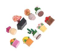 Toyvian 9Pcs Mini Resin Succulent Plants DIY Micro Landscape Decorations Miniature Cactus Bonsai Pots for Dollhouse Fairy Garden Desktop Ornament