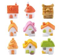 Toyvian 9pcs Miniature Cottage House: Cute Resin Thatched Roof House Figurine for Dollhouse Fairy Gardens Micro Landscape Succulent Plants Decors