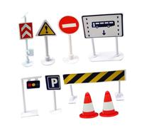 Toyvian 9Pcs Traffic Sign Educational Street Road Simulation for Boys Cognitive Learning with Stop Sign Bus Stop Signal and Roadwork Cones