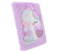 Toyvian A5 Purple Plush Unicorn Notebook, Soft Fluffy Diary Journal, Portable Cute Small Notepad for Students