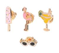 Toyvian Accessories Alloy Fashion for Daily for Suitable Multi-purpose 4pcs Flamingo Brooch Set Clip-on Pins, and Elegant Bird Women Wearing Proms Jackets, Bags, and Hats
