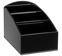 Toyvian Acrylic Coffee Station Organizer with 3 Compartments, Tea Bag and Candy Holder for Hotels, Restaurants and Homes, 3.3 x 4.9inch, Black