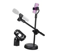 Toyvian Adjustable Desktop Mic Stand Extendable Telescopic Microphone Holder Phone Stand for Tabletop Recording Streaming Setup