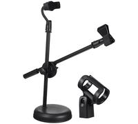 Toyvian Adjustable Desktop Microphone Stand Telescopic Mic Holder for Desk Tabletop Mic Stand U-shape Clip Microphone for Home Studio Use