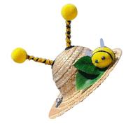 Toyvian Adjustable Elastic Summer Hat for Cats and Rabbits, Yellow Bee Shape Cap, Unique and Delicate Design Suitable for Daily Life and Walking