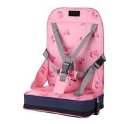 Toyvian Adjustable Folding Portable Booster Seat with Fiber Cloth Harness Lightweight Compact Dining Chair for Pink Easy Carry with Storage Pocket