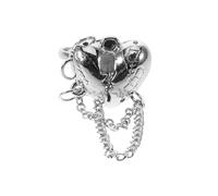 Toyvian Adjustable Open Ring Broken Heart Chain Design Copper Finger Ring Silver Novel Chic Statement Piece Comfortable Safe for Wearing Party Costumes