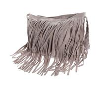 Toyvian Adjustable Polyester Tassel Shoulder Bag for Women Elegant Crossbody Messenger Handbag with Zipper Closure Spacious Tote for Hanging Out Travel Shopping Work Grey