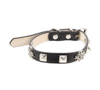 Toyvian Adjustable Punk Style Halloween Pet Collar for Cats and Dogs Durable Skull Design Comfortable Fit for Parties Birthdays and Fashion Shows Black