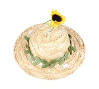Toyvian Adorable Woven Hat for Cats and Pets Sunflower Shape with Beige Material Form-fitting Comfort for Parties and Photo Taking