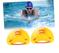 Toyvian Adult and Swim Webbed Gloves Yellow Strap Swimming Paddles for Training Ergonomic Material Hand Paddles to Stroke Mechanics and Reduce Fatigue