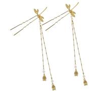 Toyvian Alloy Hair Sticks with Dragonfly Tassel Design Retro Chinese Style Will Not Pull Hair Easy to Fix 2pcs for Buns for Wedding and Banquet