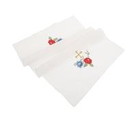 Toyvian Altar Purificator and Enhanced Ritual Protection with Soft Touch Cotton Linen with Embroidered Center Cross Rectangular White Cloth for Catholic Church Communion for Religious