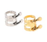 Toyvian Alto e Flat Saxophone Ligature Clips Set of 2 - E-flat Alto Sax Reed Clips with Gold Lacquer and Nickel Plating - Saxophone Accessories for Intermediate and Professional Players