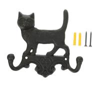 Toyvian American Country Style Cast Iron Animal Wall Hook Vintage Double Hanging Hanger for Hats Coats Towels Home Decorative Hook for Over Door and Wall Rustic Kitten Design for Living