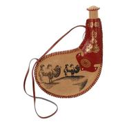 Toyvian Ancient China Style Leather Water Bag Portable Wine Pouch with Strap for Outdoor Activities Camping Hiking Retro Design Leak Liquid Storage