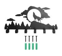 Toyvian Animal Six-Hook Wall Hanger, Metal Multipurpose Coat and Hat Rack with Decorative Wolf Design, Closet Organizer Hook for Bedroom, Hallway, and Kitchen Storage