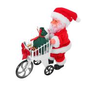 Toyvian Animated Santa with Music and Movable Shopping Trolley Lifelike Holiday Figurine for Playtime and Christmas Decoration Charming Festive Boys