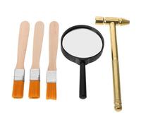 Toyvian Archaeology Dig Kit for Kids Boys Girls 5-in-1 Metal Hammer Tool Set with Magnifier and 3 Brushes Stem Educational Excavation Toy for Science Learning and Pretend Play
