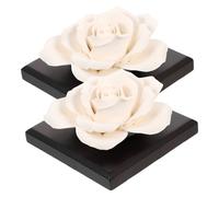 Toyvian Aroma Diffuser Decor Rose Shaped 2pcs Ceramic with Wood Base Portable Essential Oil Diffuser Practical Decoration to Freshen the Air for Home and Car in Office or Living Room