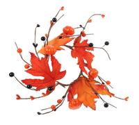 Toyvian Artificial Fall Candle Ring with Orange Maple Leaves and Berries, Lightweight Decorative Wreath for Thanksgiving and Halloween Party Table Decoration