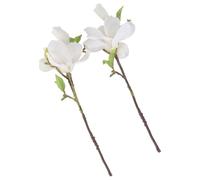 Toyvian Artificial Magnolia Flowers No Fallen Leaves and Forever Blooming with Cloth Material 2pcs Fake Flower Decor Stylish White Floral Arrangement for Park Or Study Room Decoration